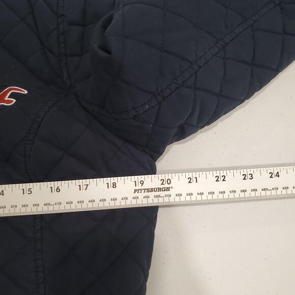 Y2K Hollister Jacket Womens Large Blue Quilted Cotton Zip Front Mock Neck - Picture 6 of 11